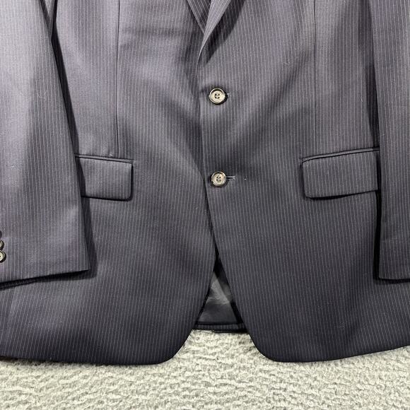 LAUREN RALPH LAUREN BLAZER MENS 42R BLUE PINSTRIPE TWO BUTTON SUIT JACKET WOOL - Picture 3 of 11